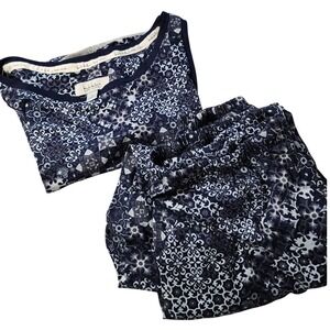 Nicole Miller New York Women's Pajama Jogger Set Lounge Sleepwear Blue White L‎